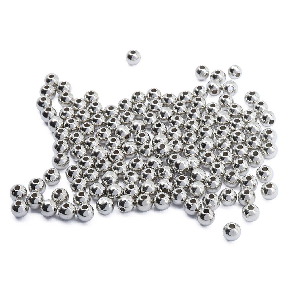 Бусины пластик под металл ⌀6 мм, 15гр (130±10 шт), Astra&Craft (MH.КР.06 серебро), MH.КР