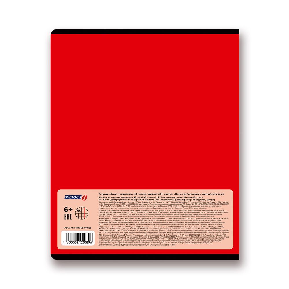 Тетрадь предметная Время действовать A5+ 48 л. на скобе, 10 шт, клетка, Английский язык 48ТСК5 000136, Светоч