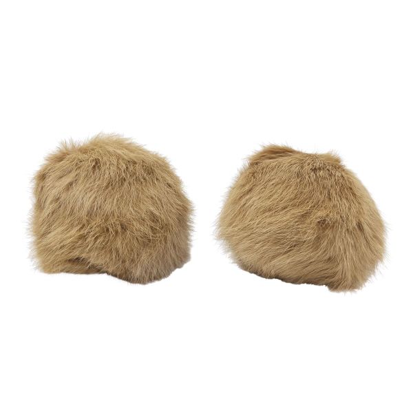 Помпон из искусственного меха 100 мм, кролик, 2 шт, F т.бежевый