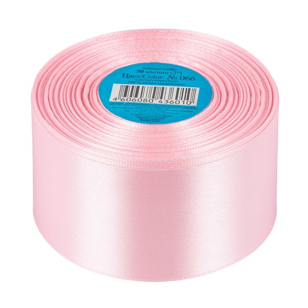 Лента атласная 1-сторонняя 50.0 мм / 33±2 метра, 066 розовый, Gamma