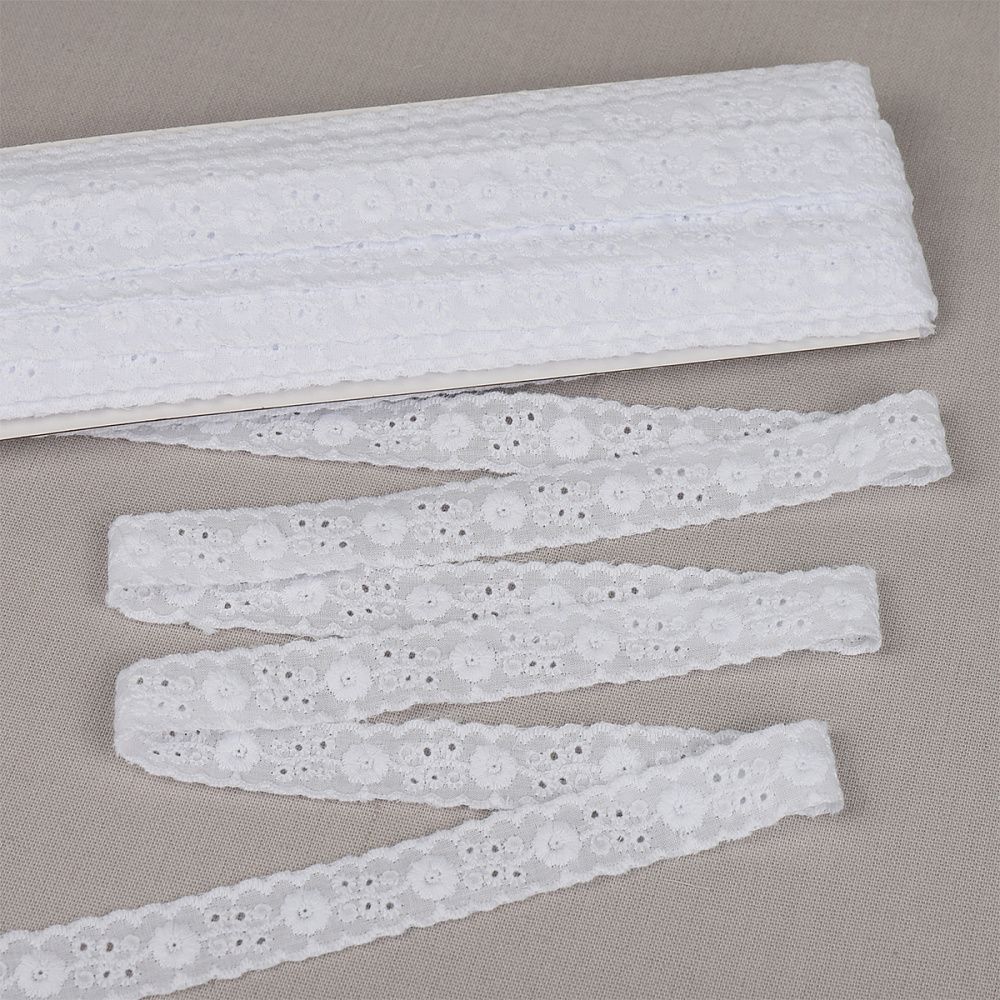 Кружево шитьё хлопок.1478 17 мм, цв.01 белый, уп.13.71м, Kruzhevo