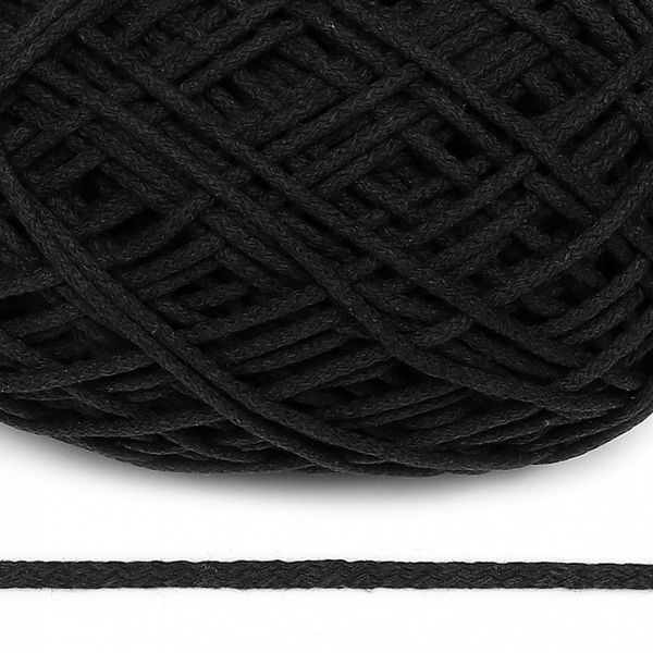 Шнур для макраме круглый х/б 06мм 60184/200 черный уп.200м