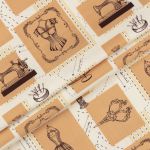 Ткань для пэчворка Peppy Век моды, рулон 112 см / 5 метров, ВМ-03 Панель бежевый, Peppy