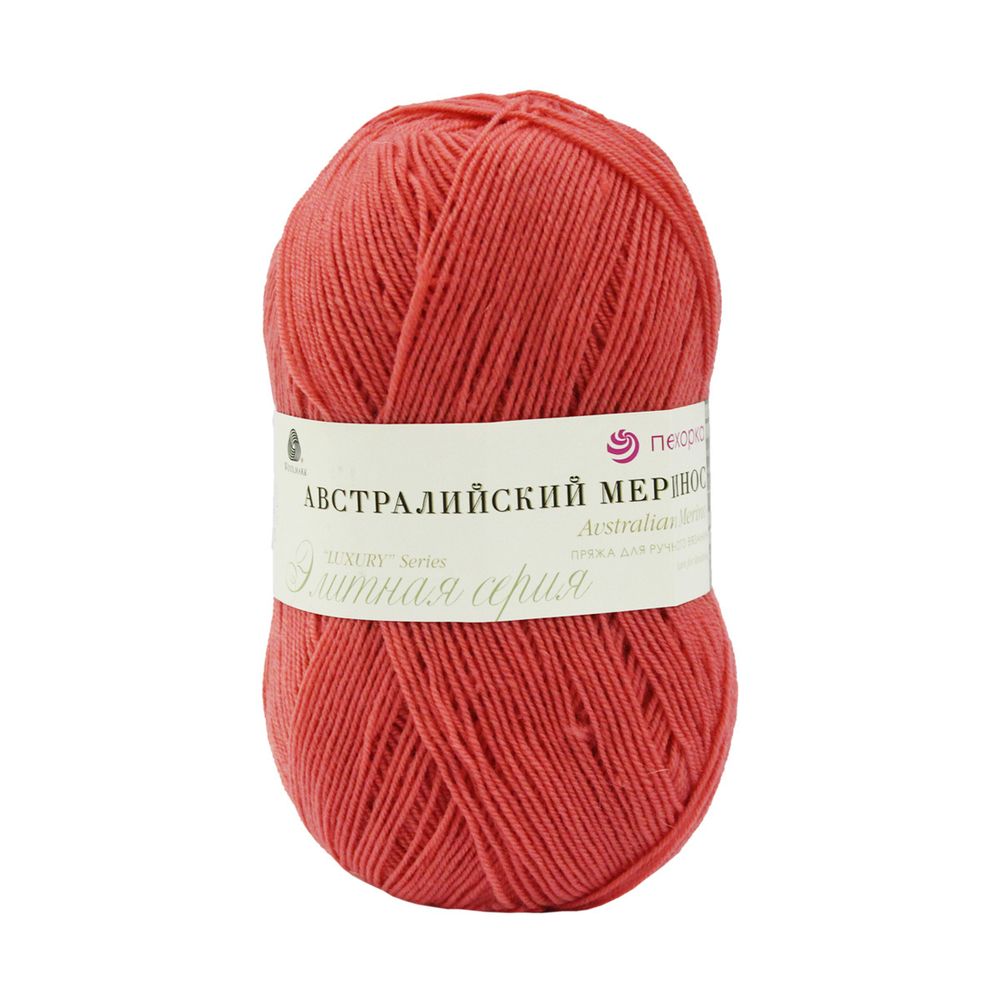 Пряжа Пехорка Австралийский меринос / уп.5 мот. по 100 г, 400 м, 185-Земляника