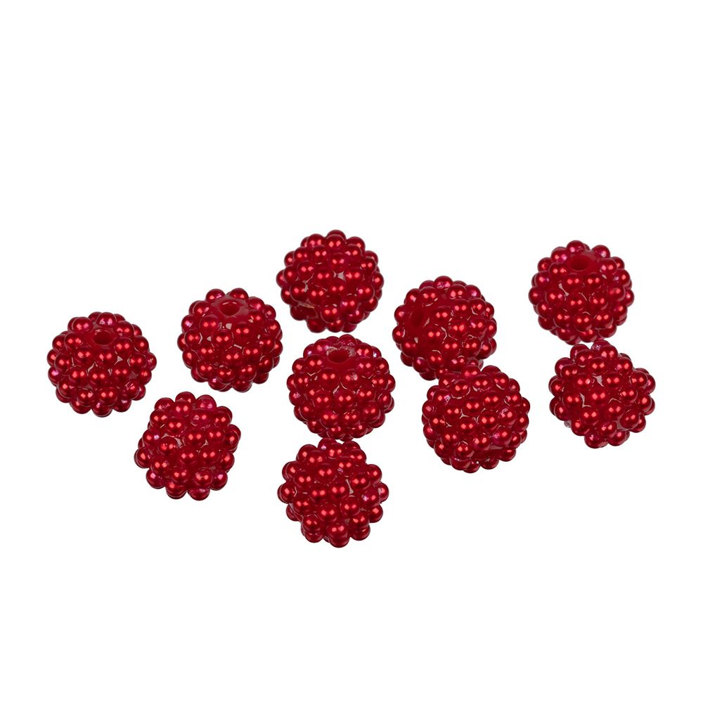 Бусины пластик ⌀14 мм, 10 шт, №09 ярко-красный, Zlatka BWS-14