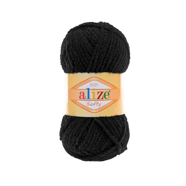 Пряжа Alize (Ализе) Softy / уп.5 мот. по 50 г, 115м, 1060 глубокий черный