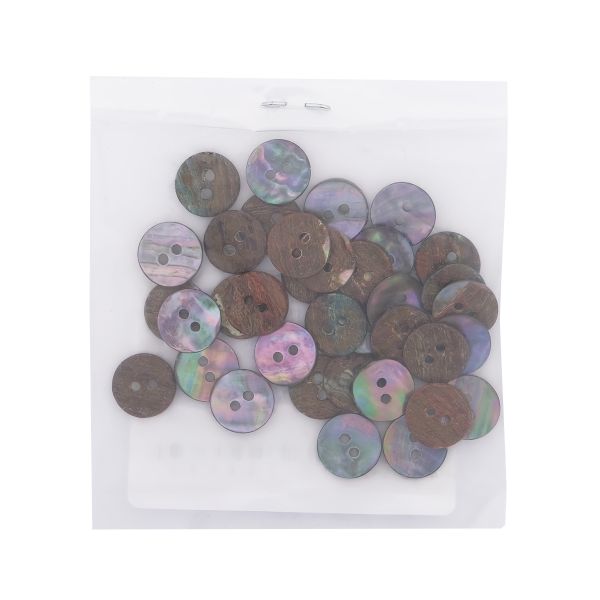 Пуговицы на 2 прокола 18L (11мм), ракушка (B-Grey (серый)), CN-S003A, 36 шт