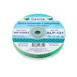 Лента атласная с рисунком 12.0 мм / 22.8 метров, D 035/001зеленый/белый, Gamma ALP-121