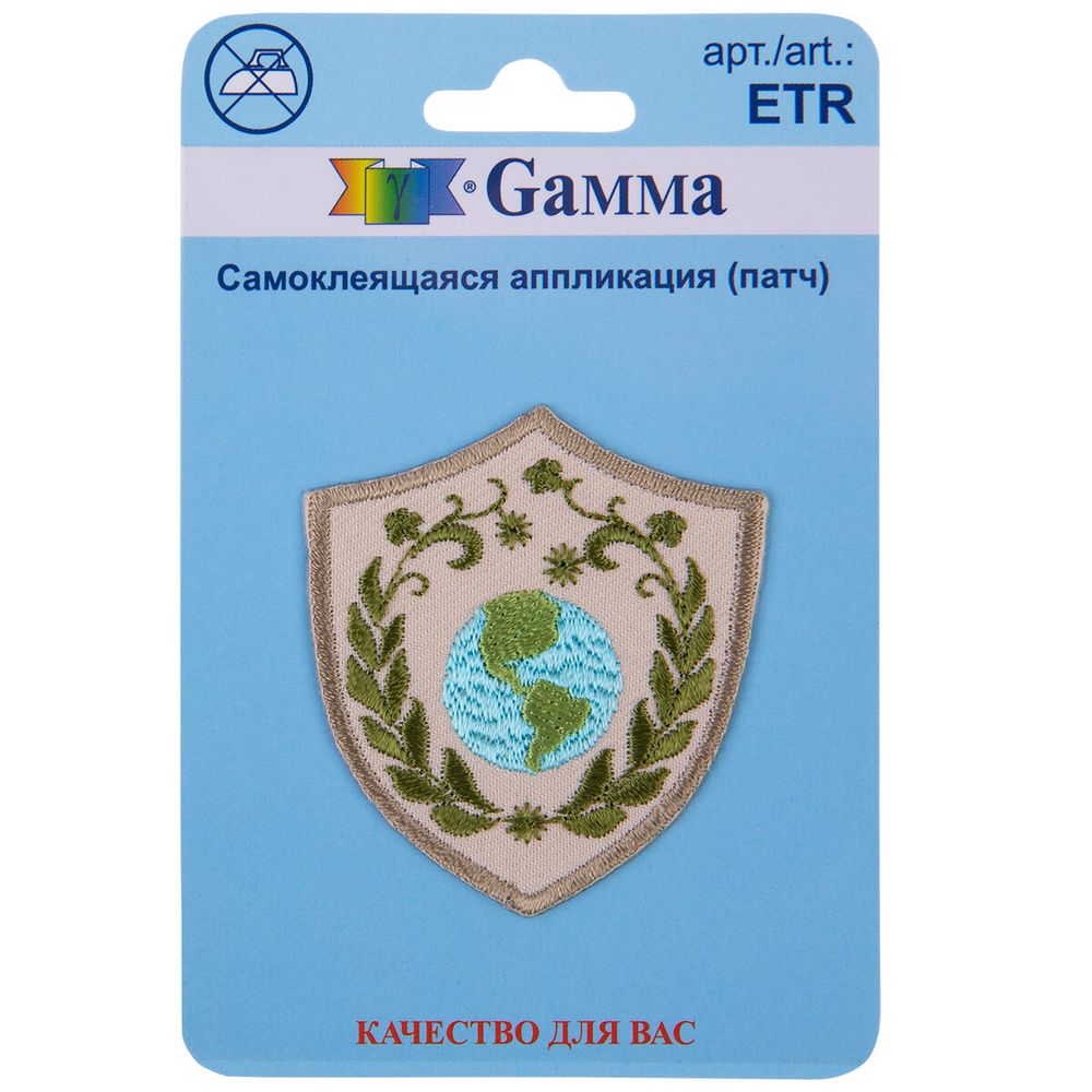 Термоаппликация Герб Земли 4.6х5.1 см, 1 шт, 01-230, Gamma ETR
