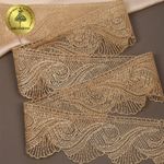 Кружево на сетке 70 мм, 2107 цв.N6115 золотисто-бежевый уп.13.71м, Kruzhevo