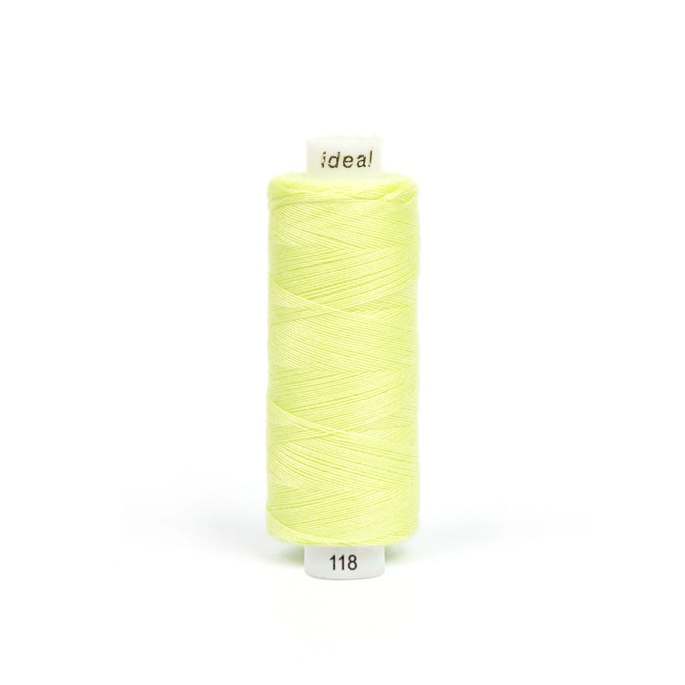 Нитки швейные бытовые Ideal 40/2, 366 м / 10 кат., 118 св.желтый