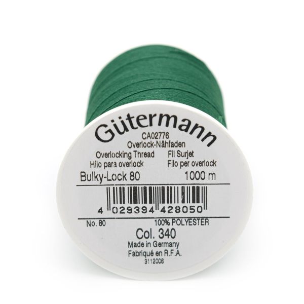 Нитка текстурированная Gutermann Bulky-Lock 80, 1000 м, 340 зеленый трилистник, 5 катушек
