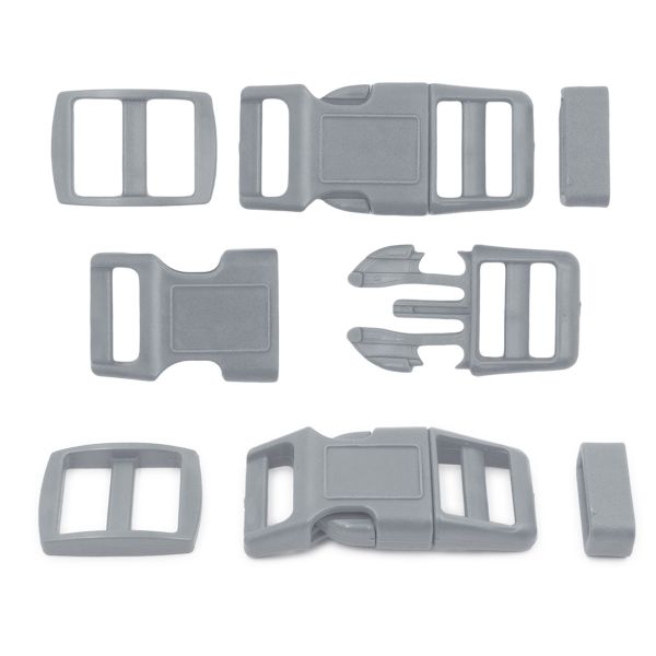 Фастекс (пряжка трезубец), рамка и рамка-регулятор 15мм, пластик, (2 компл.) Hobby&Pro, серый, A03001037-15