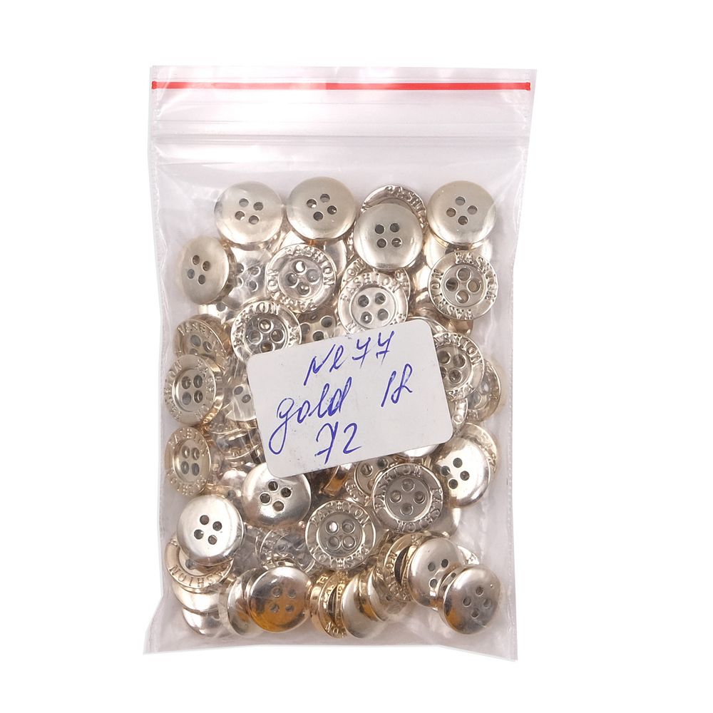 Пуговицы 4 прокола 18L (11мм), (Gold (золотой)) NE77, 72 шт