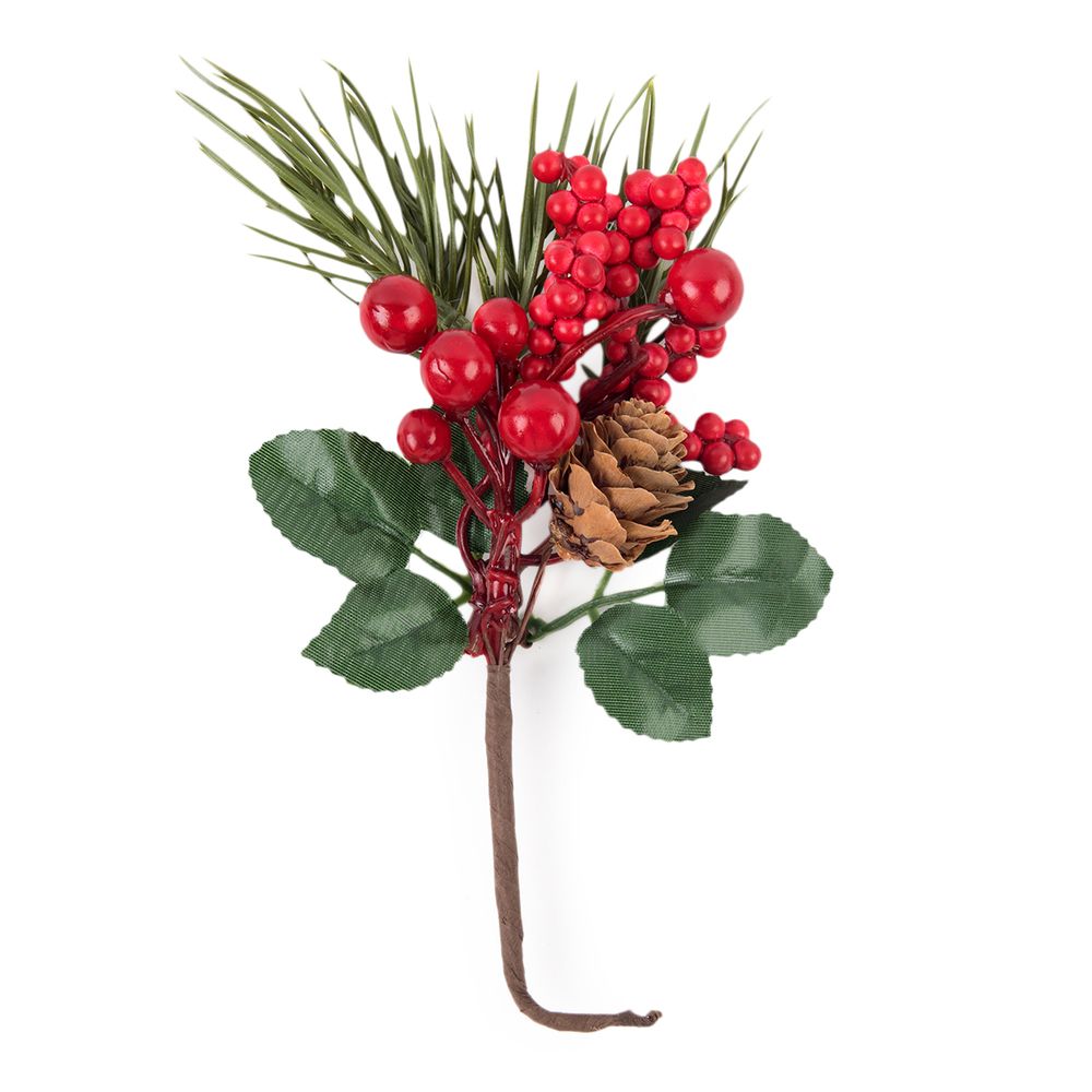 Веточка декоративная с шишкой и ягодой, 6 шт, 21 см, Blumentag VDD-134