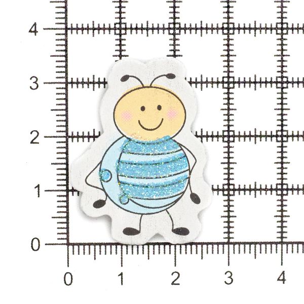 Декоративный стикер Пчелка 40 мм, голубой, 10 шт