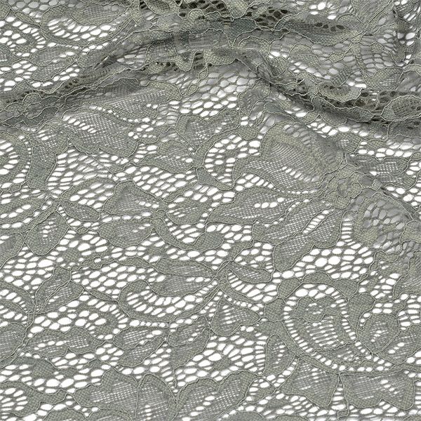 Ткань кружевная (гипюр) с кордом 130 г/м², 150 см / 1 метр, TBY.3036, цв.серый