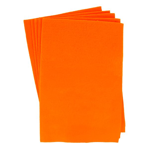 Фетр листовой мягкий 2.2 мм, 20х30 см, 5 шт, 022 оранжевый, Blitz FKC22-20/30