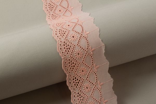 Кружево шитьё 65 мм / 10 м, розовый, Gamma GYEM-6501