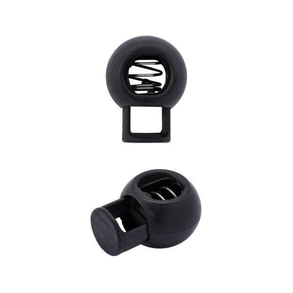 Фиксатор (зажим) для шнура пластик 1 отв., ⌀8.0 мм, 21х16мм, Шар (ПП), черный, 50 шт