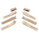 Набор кожаных бирок с кнопкой "Hand Made" 1,3х7см, цв. бежевый, уп.8 шт