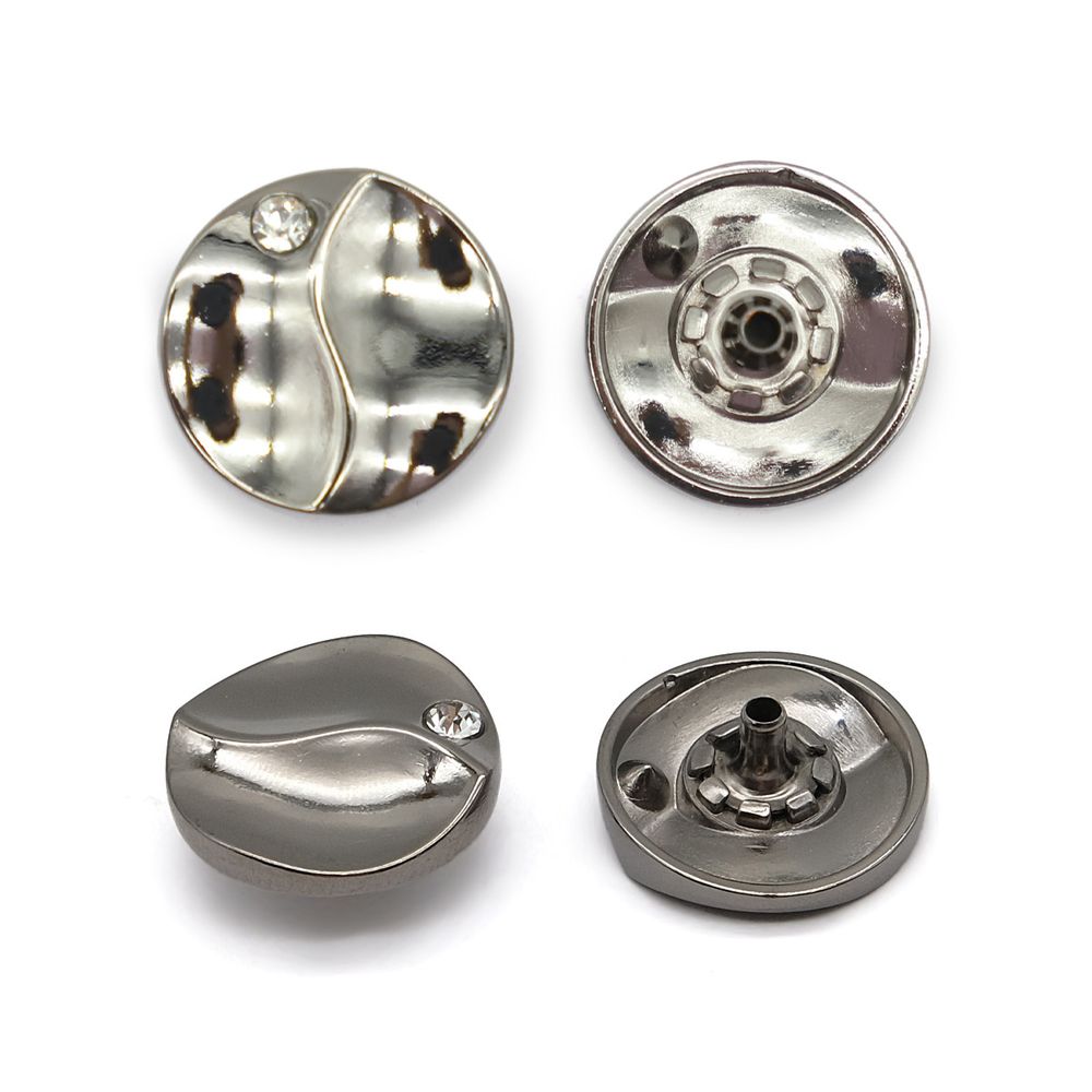 Часть кнопки Альфа (S-образная) ⌀22 мм (A-часть), 5/22 чер.никель мет.BRASS (А) инь-янь со стразом, 20 шт