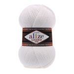Пряжа Alize (Ализе) Lana Gold Fine / уп.5 мот. по 100 г, 390м, 055 белый A