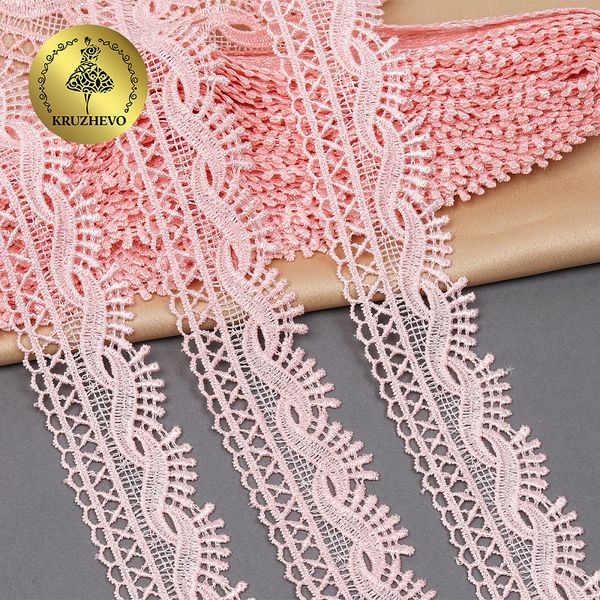 Кружево гипюр (плетёное) 40 мм, цв.6 бл.розовый уп. 9 м, Kruzhevo