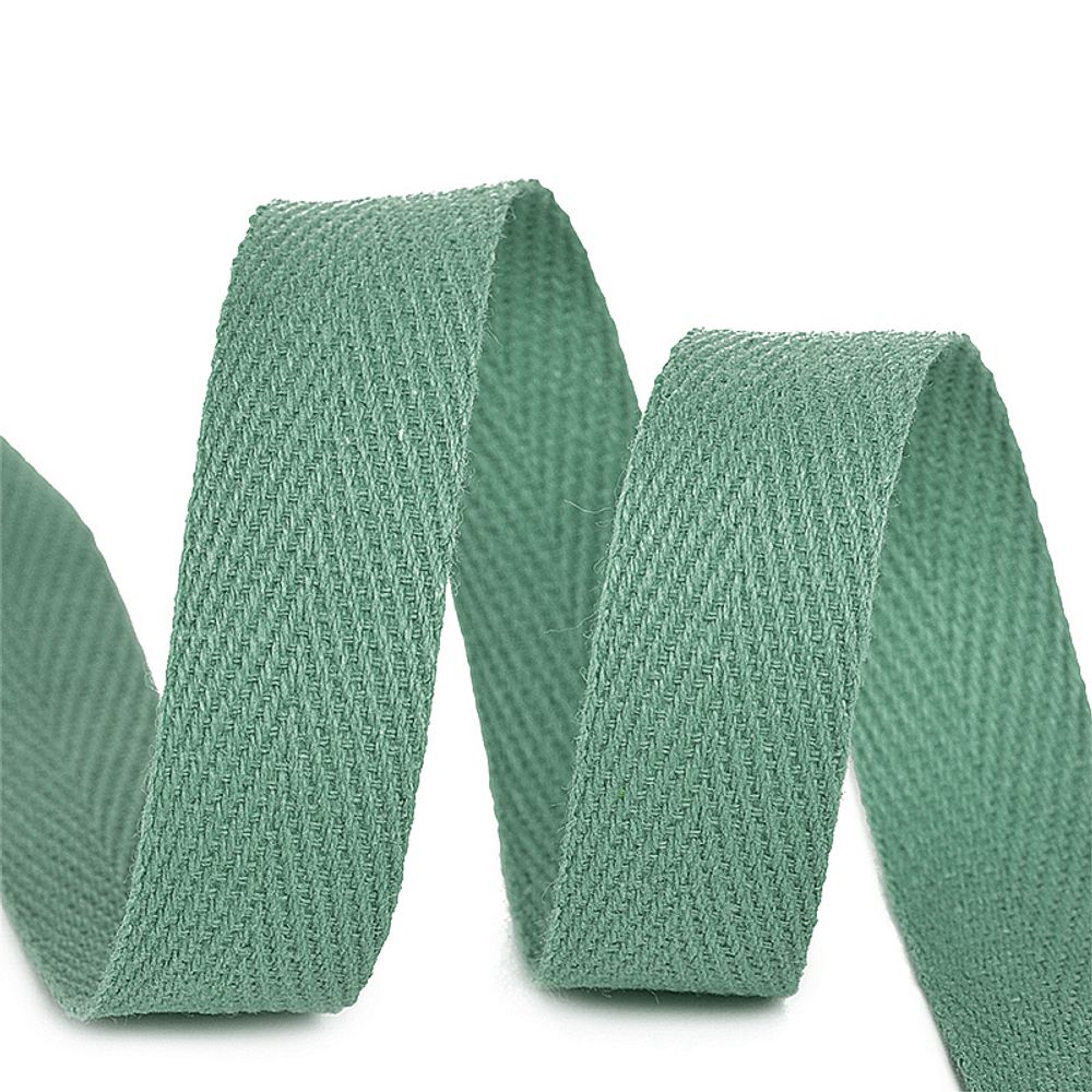 Тесьма (лента) киперная х/б 15 мм, 2.5 г/см, F324 серо-зеленый уп.50м