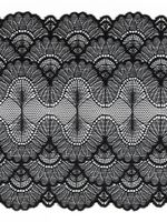 Кружево бельевое эластичное 195 мм / 2.7 м, 8034, цв.02 черный, Kruzhevo