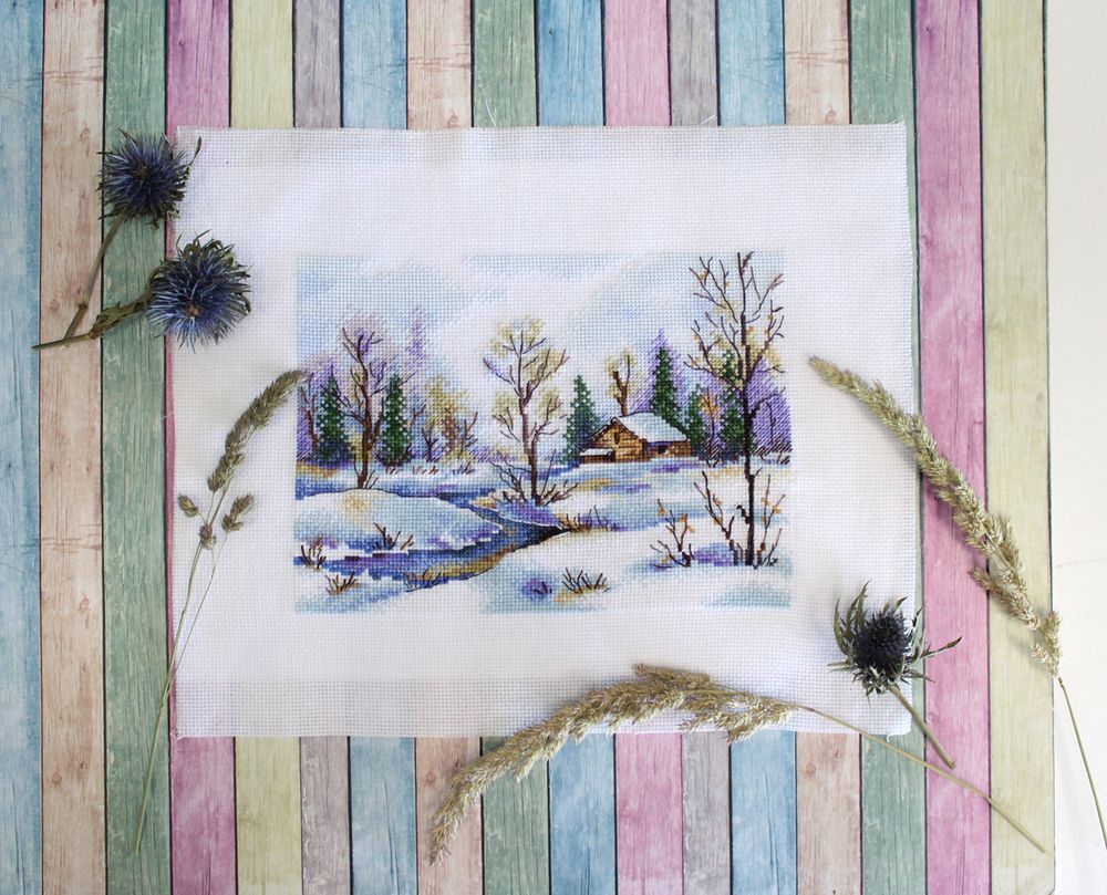 Набор для вышивания нитками МП Студия, Начало весны, 15х20 см