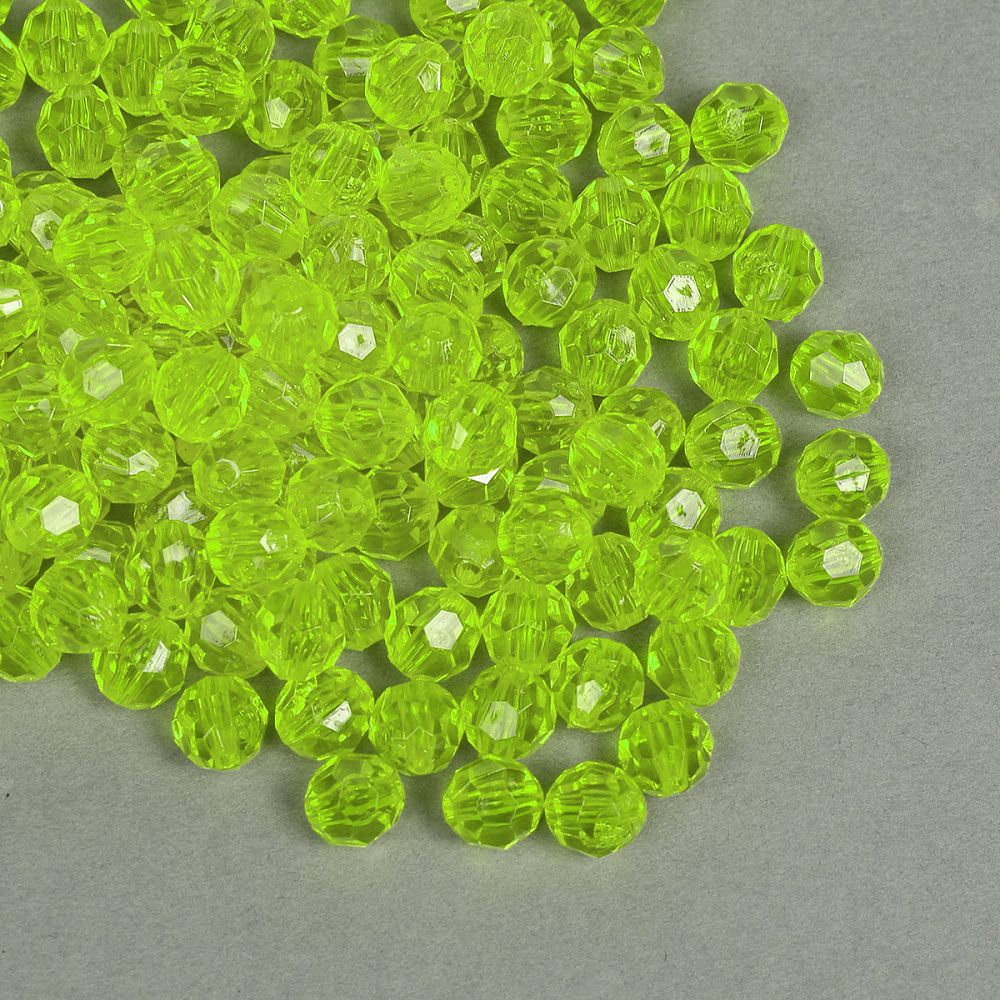 Бусины акрил ⌀8 мм, цв36 неон салат, MG.3240-36, уп.50 г, Magic4Hobby