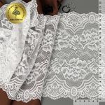 Кружево бельевое эластичное 200 мм / 25 м, 30257, цв.001 белый, Kruzhevo