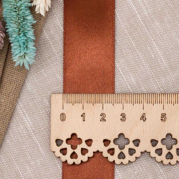 Лента атласная 1-сторонняя 25.0 мм / 22.86±1 метров, 074 медно-коричневый, Globus