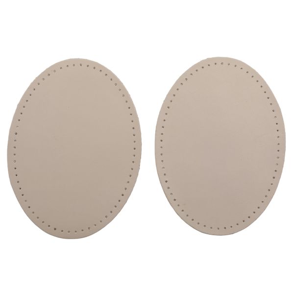 Заплатки пришивные из кожи, овал 8х10,9см с перфорацией, 2 шт, 100% кожа, 06 бежевый, 9124