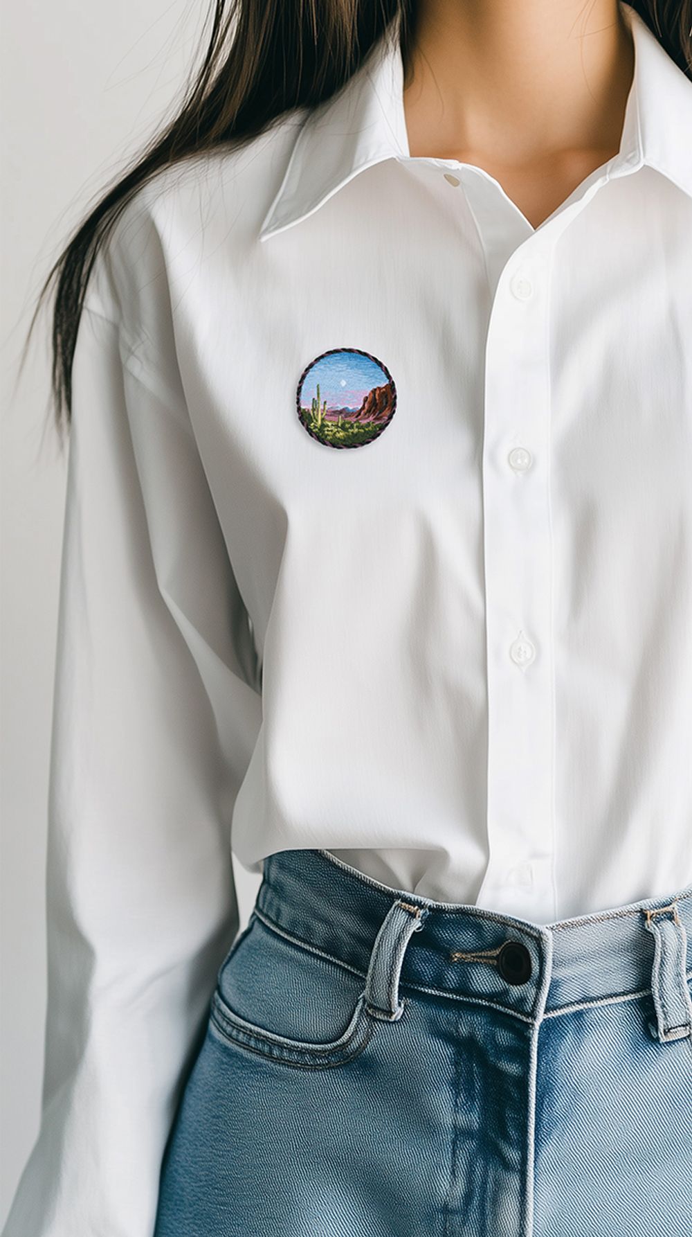 Набор для вышивания нитками Panna Живая картина JK-2295, Брошь. Каньон, 5.5х5.5 см