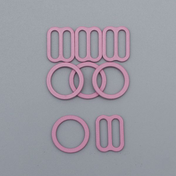 Набор фурнитуры для бюстгальтера металл (кольца ⌀10 мм + регуляторы 10 мм по 4 шт), 1381 сирень, 28727