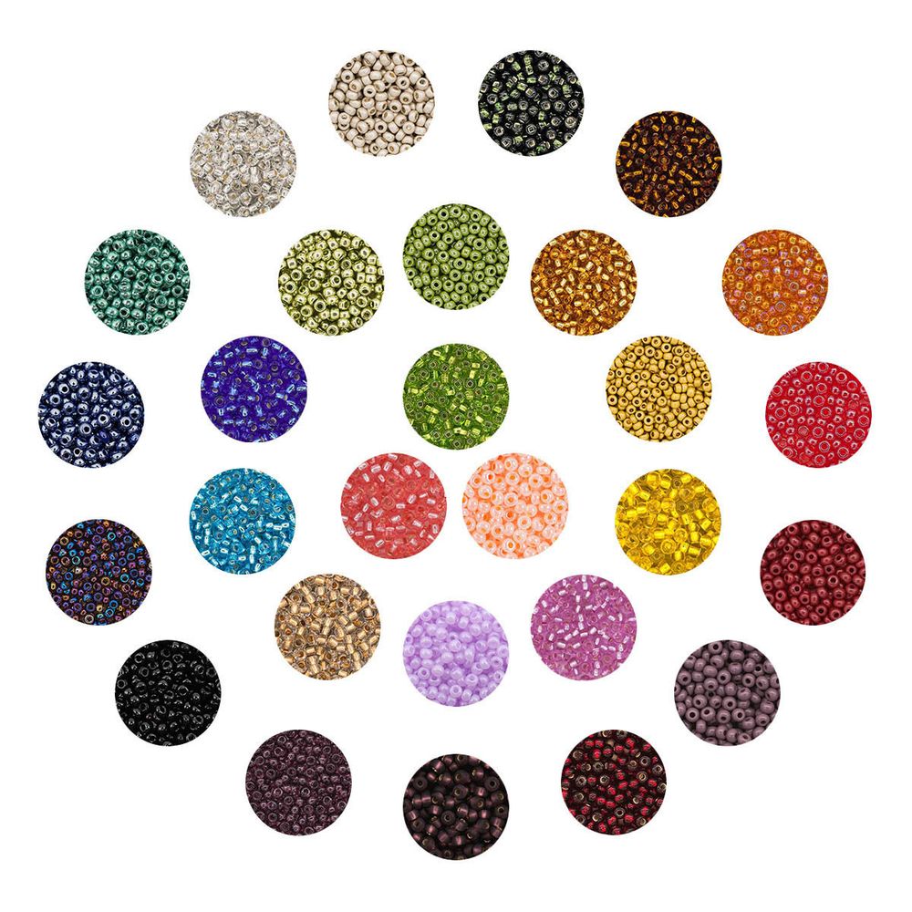 Набор бисера Preciosa 28 цветов по 5 гр с контейнером, № 10/0 (2.3 мм), диаметр 2,3 мм, 140 гр