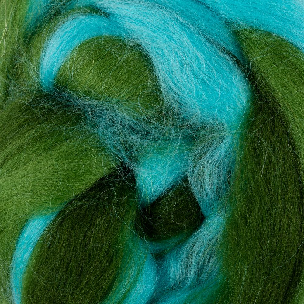 Шерсть для валяния (до 29 мкр), 50 г. 6015 бирюза/киви/морские водоросли, Gamma MY-050