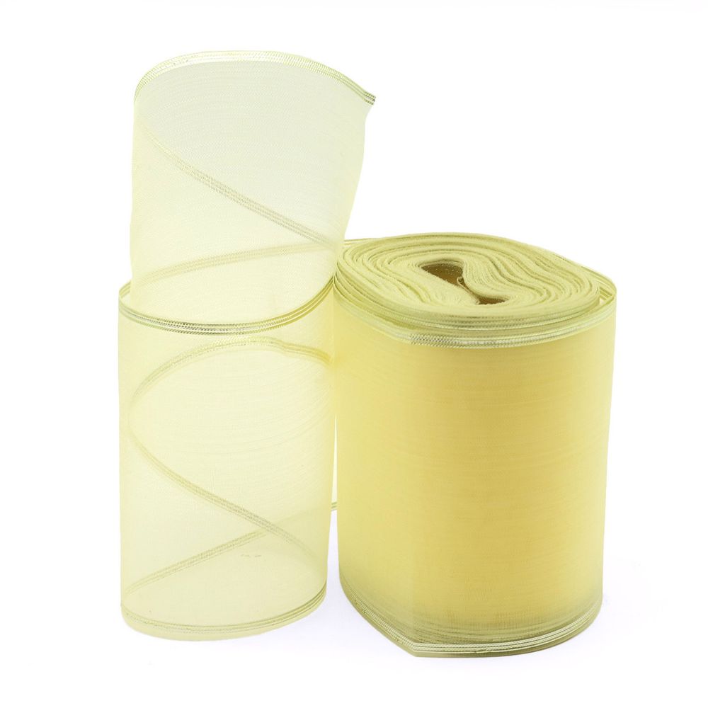 Лента для бантов (капрон) с мет. краем, 7 см, 25 м (желтый) С3502
