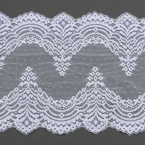 Кружево бельевое эластичное 230 мм / 3 м, 8036 цв.01 белый, Kruzhevo