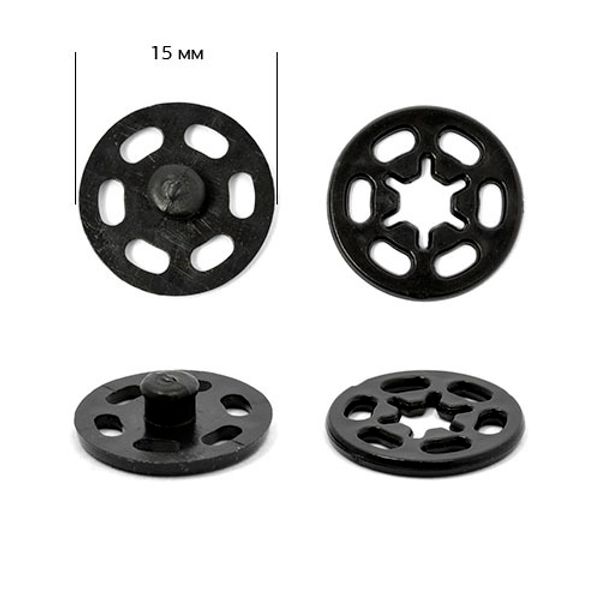 Кнопка пришивная пластиковая 15 мм, цв. черный уп. 200 шт, PSB