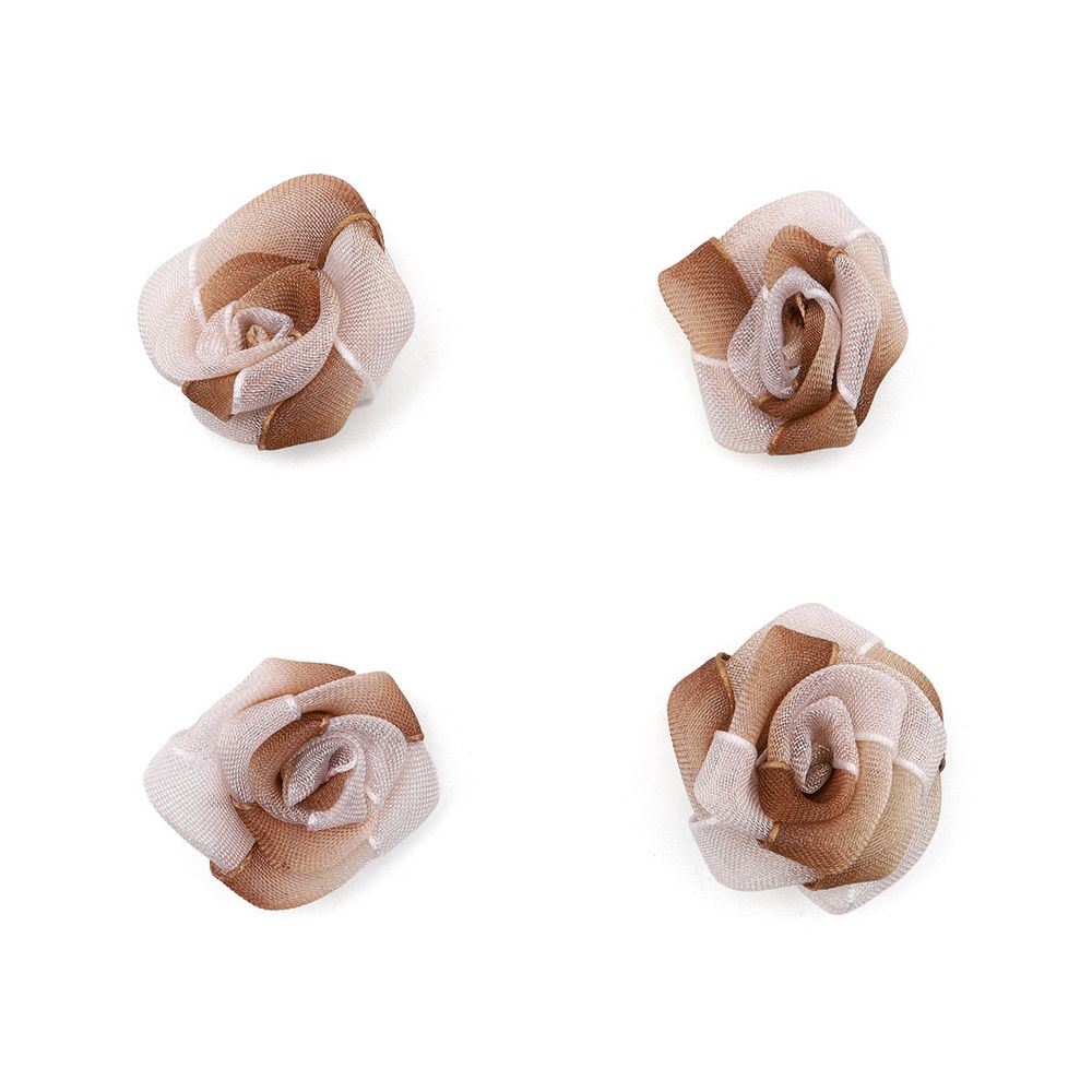 Цветы пришивные органза Роза 2.5 см, 4шт (коричневый)