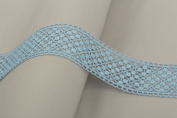 Кружево гипюр (плетёное) 57 мм / 10 м, голубой, Gamma GGM-5701