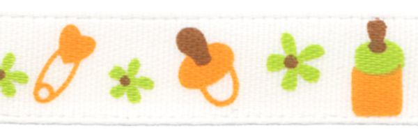 Лента атласная с рисунком 10.0 мм / 22.8±1 метра, B11/001 baby/белый, Gamma ALP-103