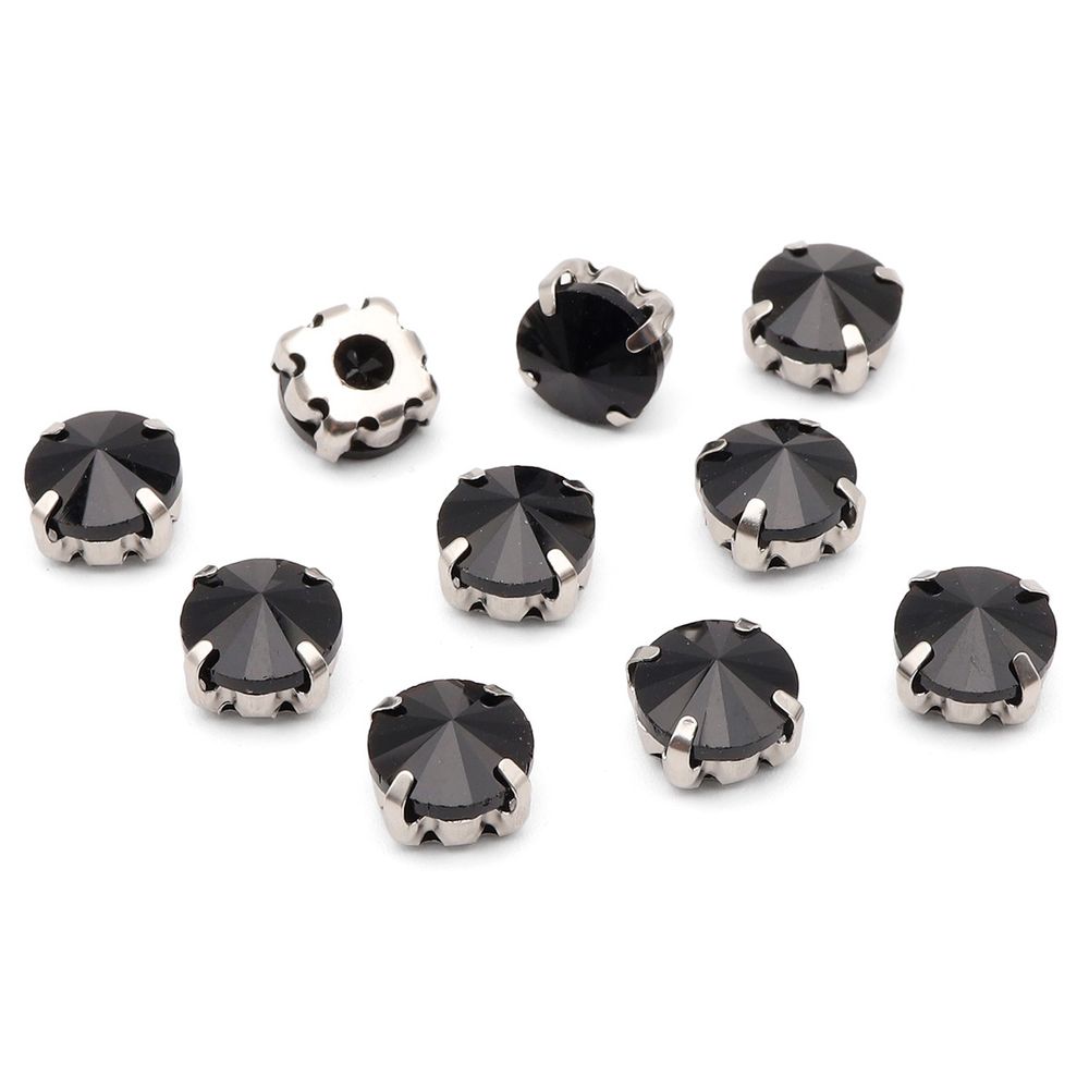 Хрустальные стразы в цапах круглой формы, черный 8 мм, 10 шт. Astra&Craft, РЦ018НН8