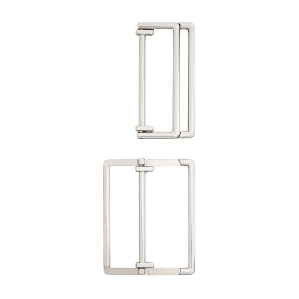 Пряжка прямоугольная 40 мм, металл (Nickel Серебро (никель)), МТ_1872, 6 шт