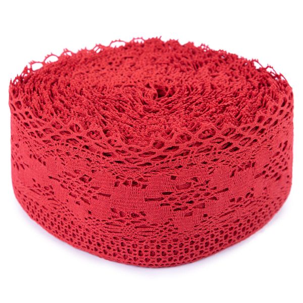 Кружево вязаное (тесьма) широкое 125 мм / 25 м, красный, Gamma С3749Г17(рис.125.01.173)