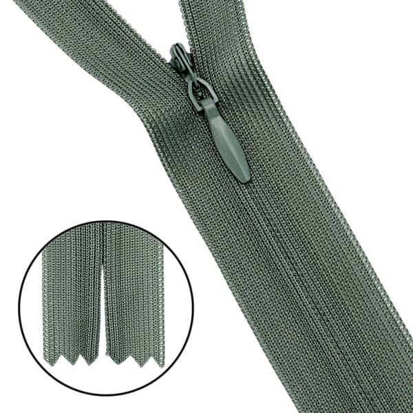 Молния потайная (скрытая) Т3 (3 мм) 1 зам., н/раз., 20 см, нейлон, F324 оливковый, 10 шт