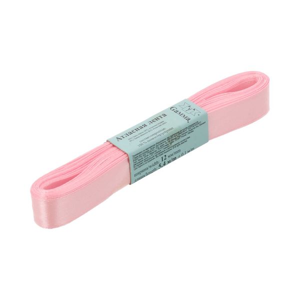 Лента атласная 1-сторонняя 12.0 мм / 10 шт по 5.4 метра, №066 розовый, Gamma AL-12P